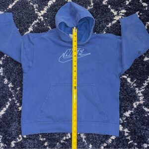 VTG NIKE Central Large Swoosh Blue  Embroidered Hoodie  Y2K  Kids Medium 10-12